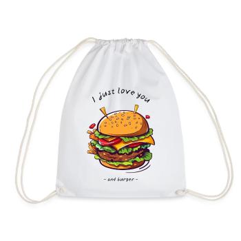 i love u and burger - Turnbeutel - Weiß - Vorne