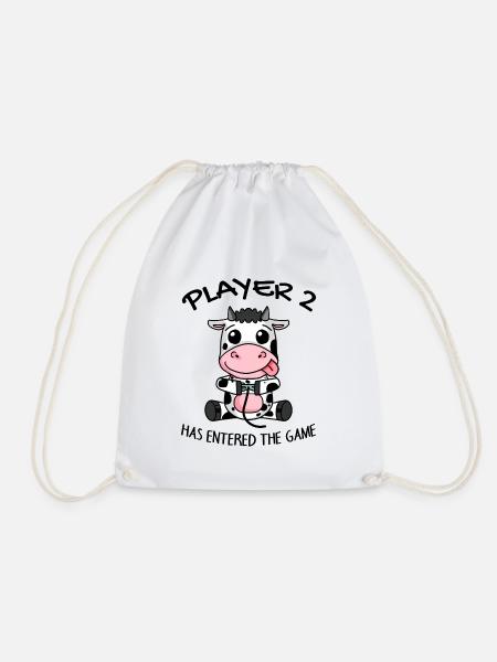 Zweite Kind Spieler 2 Baby Kuh Schwanger Geschenk - Turnbeutel - Weiß