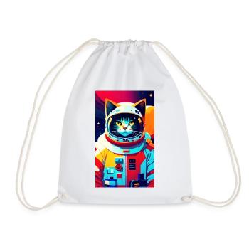 Astronauten-Katze - Turnbeutel - Weiß - Vorne