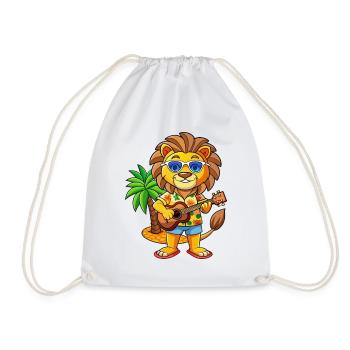 Funny Lion Summer Beach Sunglasses Hawaiian - Drawstring Bag - white - Front
