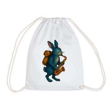 Lapin Bleu avec Saxophone - Sac de sport léger - blanc - Devant