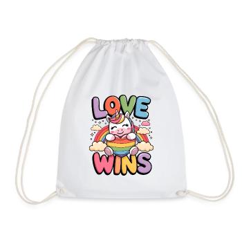 Love Wins - Drawstring Bag - white - Front