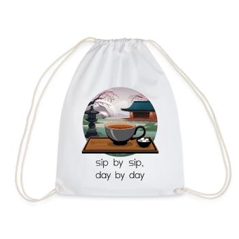 Sip By Sip, Day By Day - Drawstring Bag - white - Front