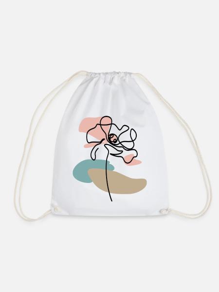 Abstrakte Mohnblume Poppies line art Farbklecks - Turnbeutel - Weiß