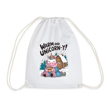 Warm And Unicorn-y! - Drawstring Bag - white - Front