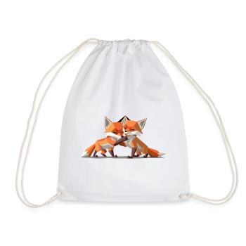Low-poly Fox Cubs - Turnbeutel - Weiß - Vorne
