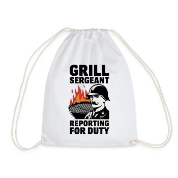 Grill Sergeant Reporting For Duty - Drawstring Bag - white - Front