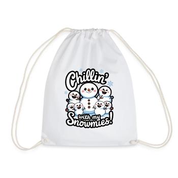 Chillin' With My Snowmies! - Drawstring Bag - white - Front