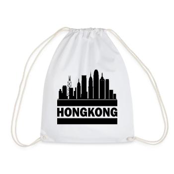 Hong Kong Skyline Souvenir Asia Buddha Gift Om - Drawstring Bag - white - Front