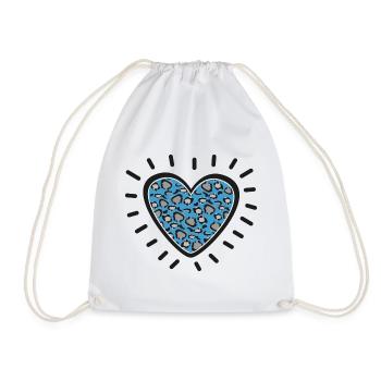 Leopard Heart Burst - Drawstring Bag - white - Front