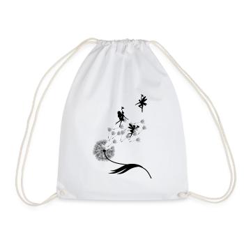 Butterfly Design Pustula Meadow Hearts Fairies - Drawstring Bag - white - Front
