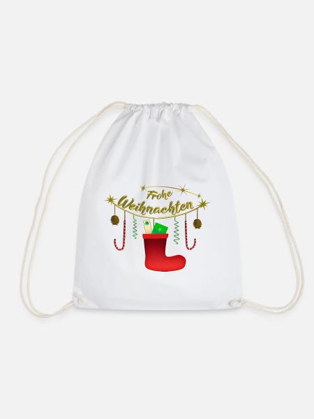 Frohe Weihnachten Candy Nikolausstiefel - Turnbeutel - Weiß
