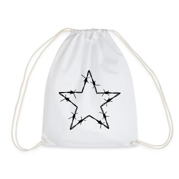 Stacheldraht 5 Eck Stern - Geschenkidee Tattoo - Turnbeutel - Weiß - Vorne