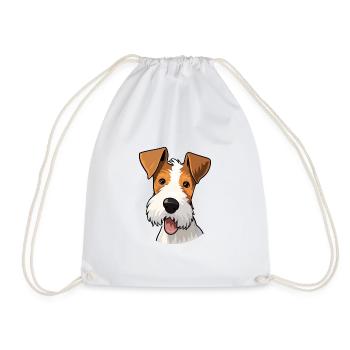 Draht Foxterrier Hunderasse Aquarell Karikatur Kawa - Turnbeutel - Weiß - Vorne
