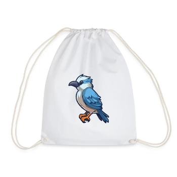 Jay Cartoon Kawaii Aquarellillustration - Turnbeutel - Weiß - Vorne