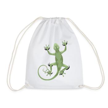 Gecko kletternd - Grüne Echse Illustration - Turnbeutel - Weiß - Vorne