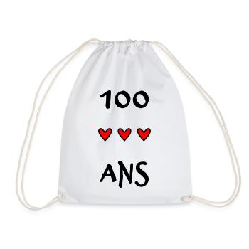 100. 100 JAHRE. 100-JÄHRIGES JUBILÄUM. 100. GEBURTSTAG - Turnbeutel - Weiß - Vorne