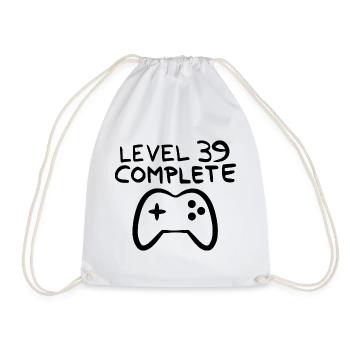 Level 39 abgeschlossen 39.Geburtstag - Turnbeutel - Weiß - Vorne