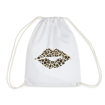 Lippen Leopard - Turnbeutel - Weiß - Vorne