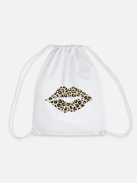Lippen Leopard - Turnbeutel - Weiß