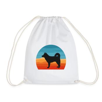 Alaskan Klee Kai Hundeliebhaber Silhouette Retro Sonnenuntergang - Turnbeutel - Weiß - Vorne