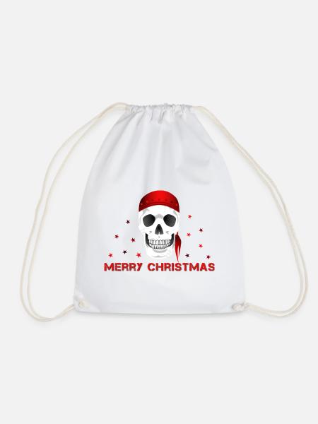Merry Christmas skull - Turnbeutel - Weiß