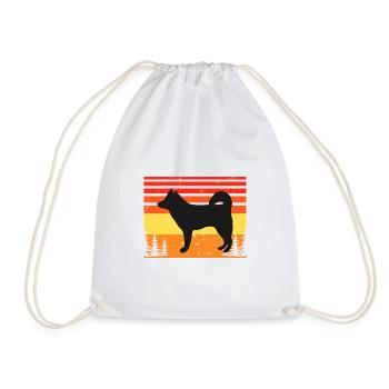 Alaskan Klee Kai Hundeliebhaber Silhouette Retro Sonnenuntergang - Turnbeutel - Weiß - Vorne