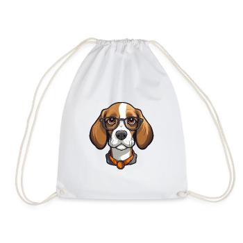 Beagle Hunderasse Aquarell Cartoon Kawaii Brille - Turnbeutel - Weiß - Vorne
