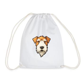 Draht Foxterrier Hunderasse Cartoon Kawaii Illustra - Turnbeutel - Weiß - Vorne