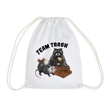 Team Trash - Trash Animals Clique mit Pizzakarton - Turnbeutel - Weiß - Vorne