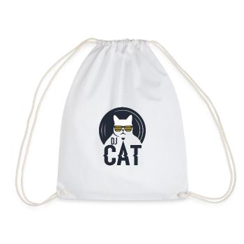 DJ Cat - Katze mit Sonnenbrille Vinyl - Turnbeutel - Weiß - Vorne