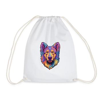 Böhmischer Schäferhund Rasse Cartoon Kawaii Illustration - Turnbeutel - Weiß - Vorne