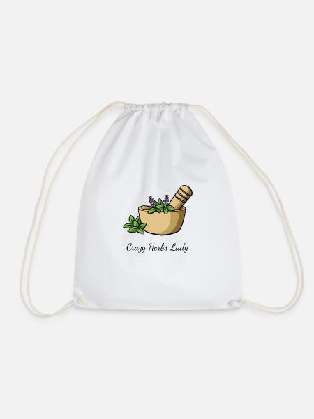 Kräuter Crazy Herbs Lady - Turnbeutel - Weiß