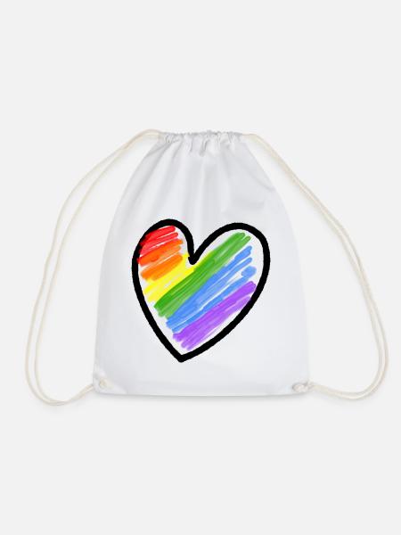Regenbogenfahne LGBTQ Herz - Turnbeutel - Weiß