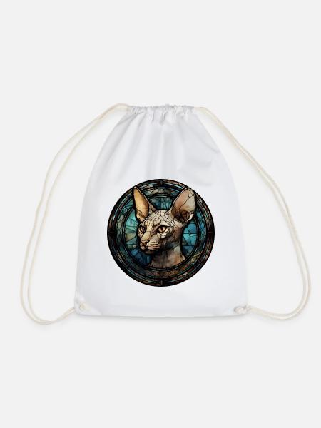 Peterbald Katzenrasse Aquarellglas - Turnbeutel - Weiß
