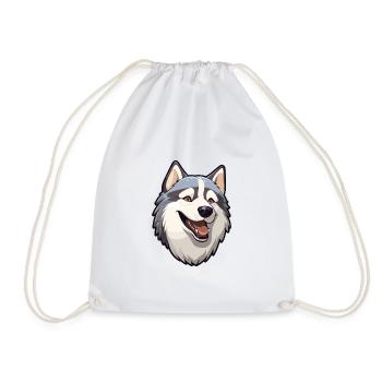 Siberian Huskie Hunderasse Aquarell Karikatur Kawai - Turnbeutel - Weiß - Vorne