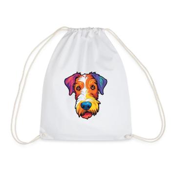 Draht Foxterrier Hunderasse Cartoon Kawaii Illustra - Turnbeutel - Weiß - Vorne