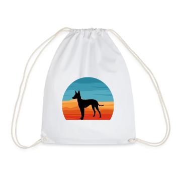 Cirneco Dell Etna Hund Liebe Silhouette Retro Sonnenuntergang - Turnbeutel - Weiß - Vorne