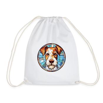 Draht Foxterrier Hunderasse Aquarell Illustration - Turnbeutel - Weiß - Vorne