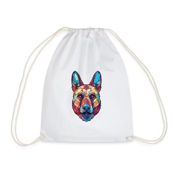 Schäferhund Kugel Hund Buntes Aquarell Tier - Turnbeutel - Weiß - Vorne