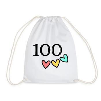 100. 100 JAHRE. 100-JÄHRIGES JUBILÄUM. 100. GEBURTSTAG - Turnbeutel - Weiß - Vorne