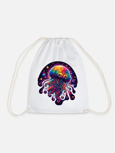 Psychedelische kosmische Qualle - Turnbeutel - Weiß