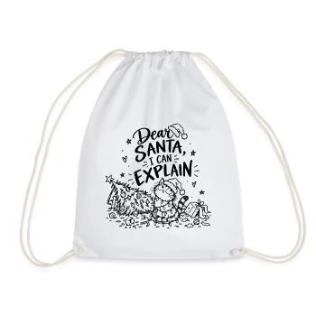 Dear Santa, I can explain – Weihnachtskatze Spruch - Turnbeutel - Weiß - Vorne