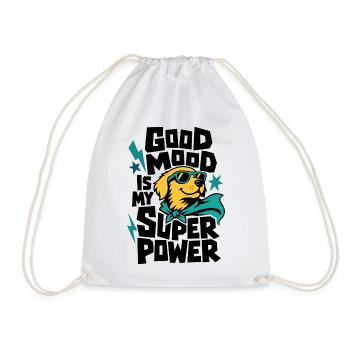 Hund als Superheld – Good Mood Is My Super Power - Turnbeutel - Weiß - Vorne