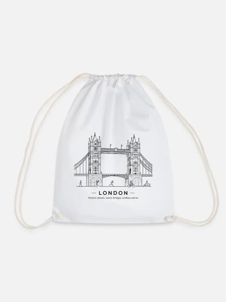 London — Tower Bridge Line Art - Turnbeutel - Weiß