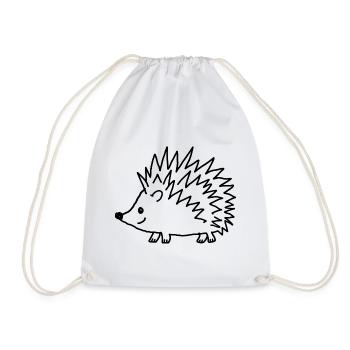Handgezeichneter Igel – Niedlicher Doodle-Stil - Turnbeutel - Weiß - Vorne