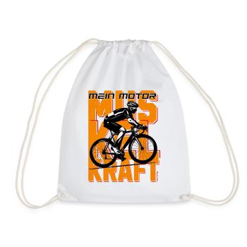 Mein Motor Muskelkraft - Rennrad Motiv - Turnbeutel - Weiß - Vorne
