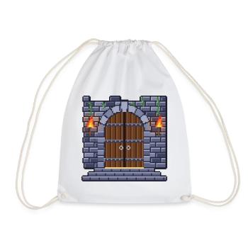 Pixel Art Kerkertor mit zwei brennenden Fackeln - Turnbeutel - Weiß - Vorne