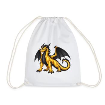 Goldener Drache – Majestätischer Fantasy Drache - Turnbeutel - Weiß - Vorne