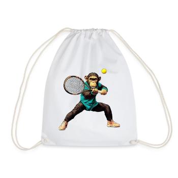 Tennis Schimpanse Affen - Turnbeutel - Weiß - Vorne
